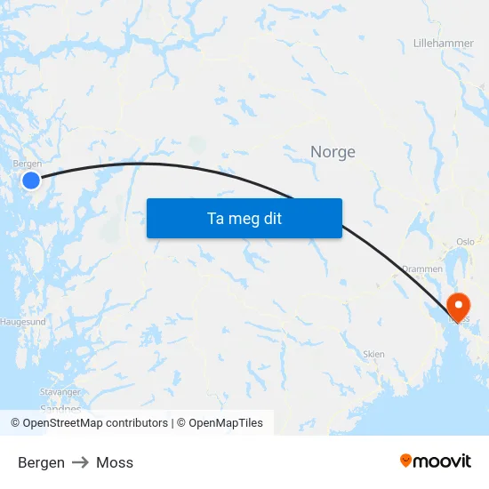 Bergen to Moss map