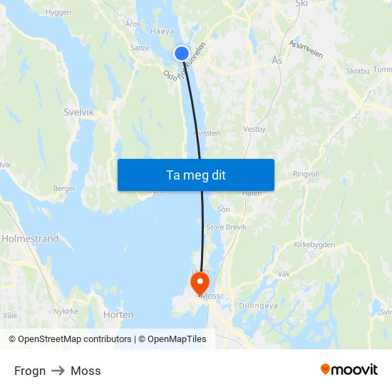Frogn to Moss map