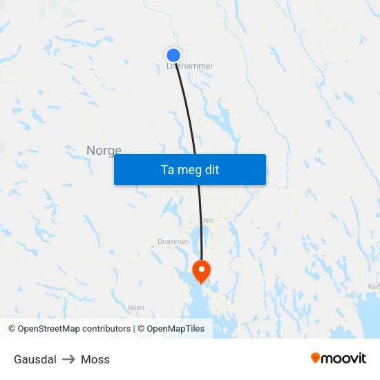 Gausdal to Moss map