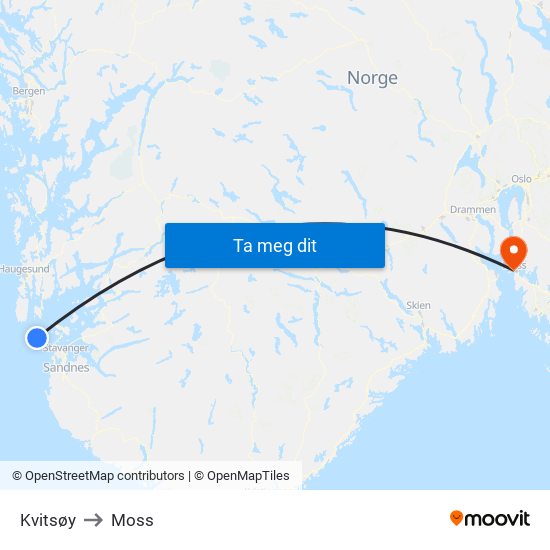 Kvitsøy to Moss map