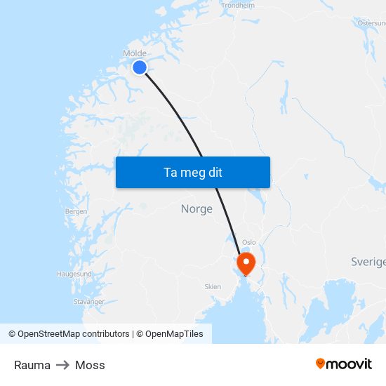 Rauma to Moss map