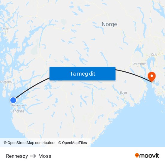 Rennesøy to Moss map