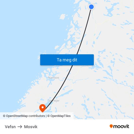 Vefsn to Mosvik map