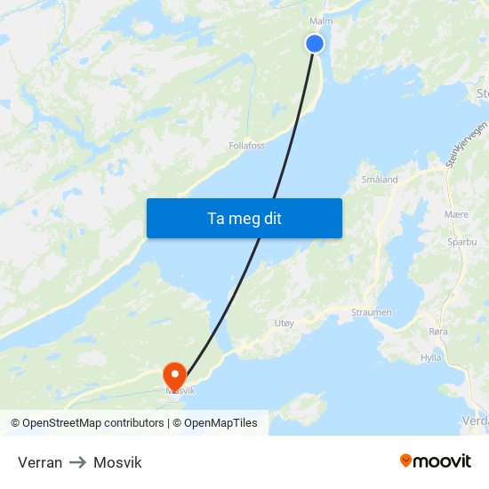 Verran to Mosvik map