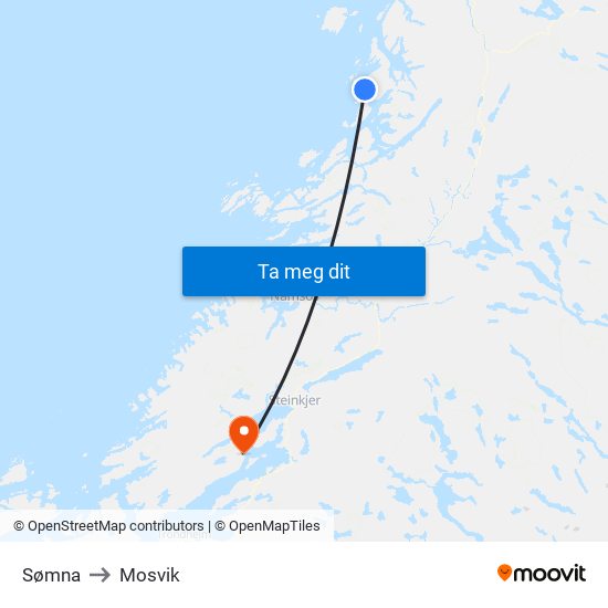 Sømna to Mosvik map