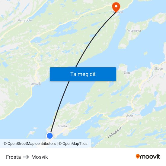 Frosta to Mosvik map