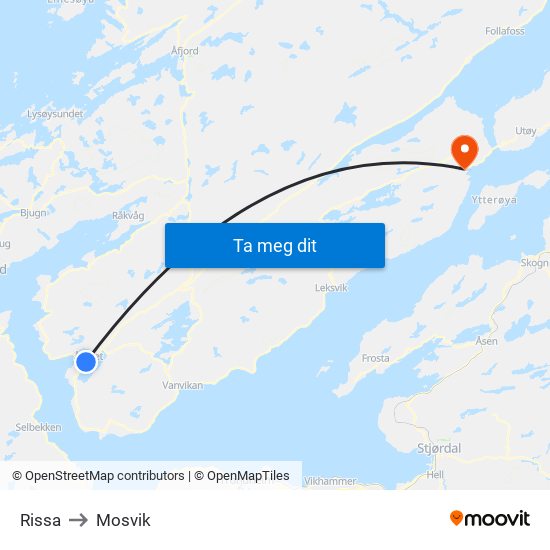 Rissa to Mosvik map