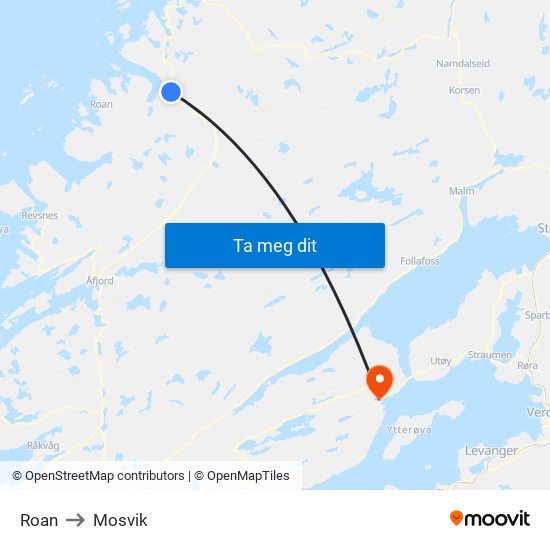 Roan to Mosvik map