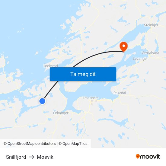 Snillfjord to Mosvik map