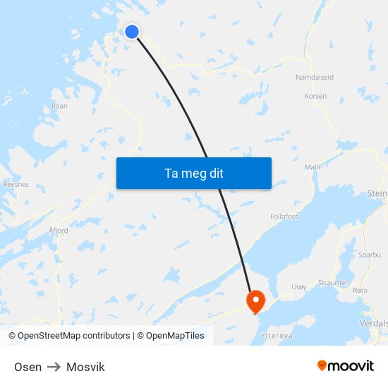 Osen to Mosvik map