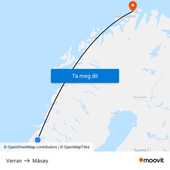 Verran to Måsøy map