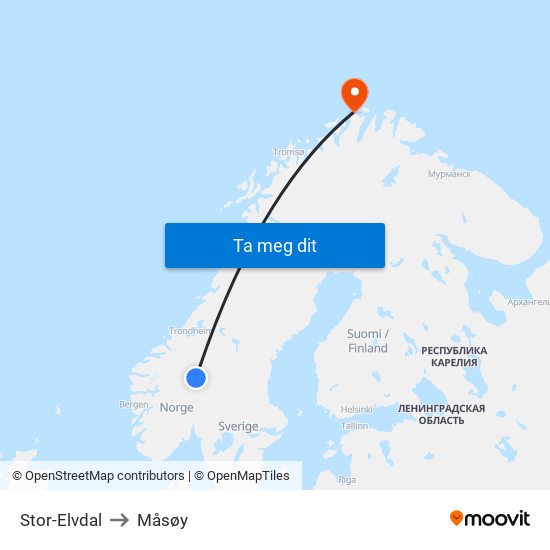 Stor-Elvdal to Måsøy map