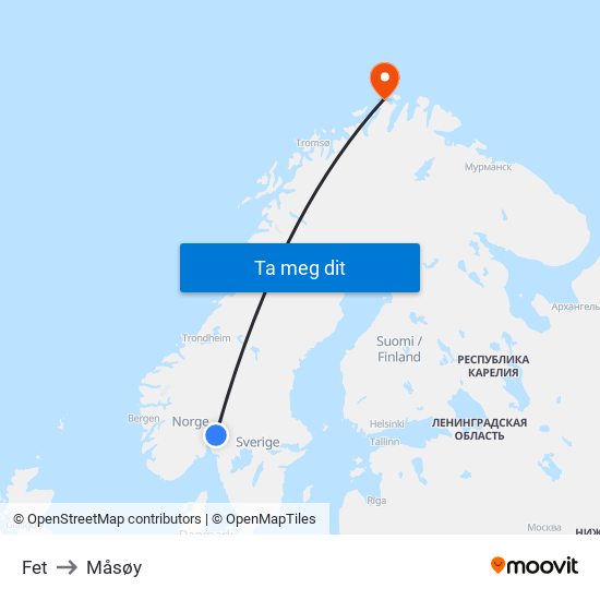 Fet to Måsøy map