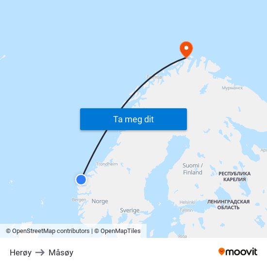 Herøy to Måsøy map
