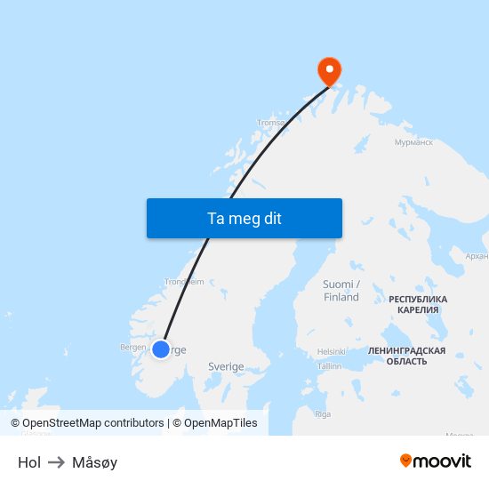 Hol to Måsøy map