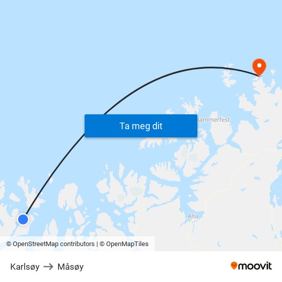 Karlsøy to Måsøy map