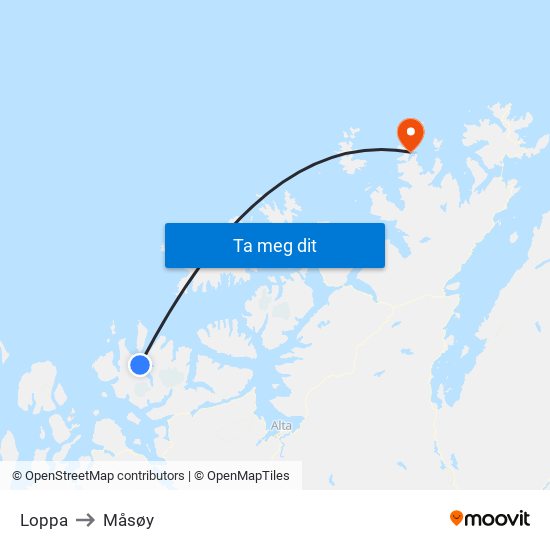 Loppa to Måsøy map