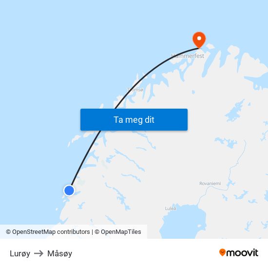 Lurøy to Måsøy map