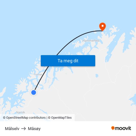Målselv to Måsøy map