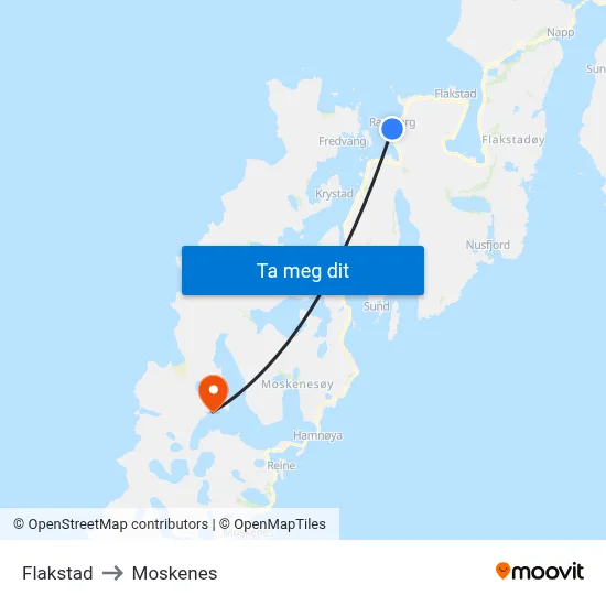 Flakstad to Moskenes map