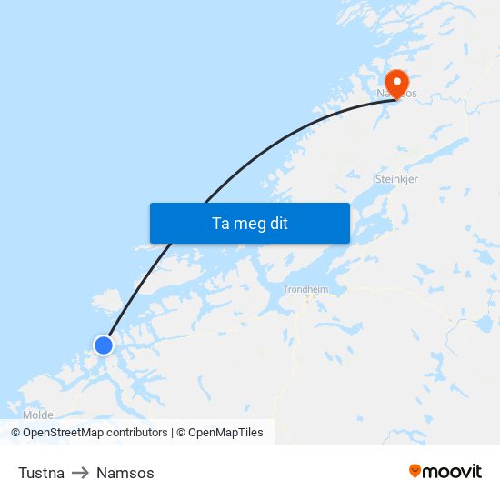 Tustna to Namsos map