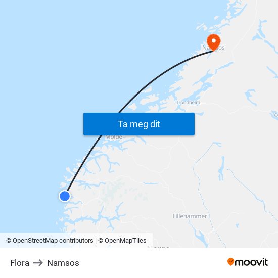 Flora to Namsos map