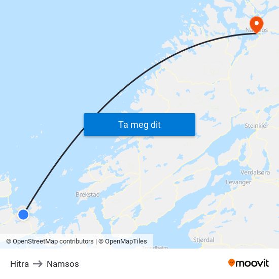 Hitra to Namsos map