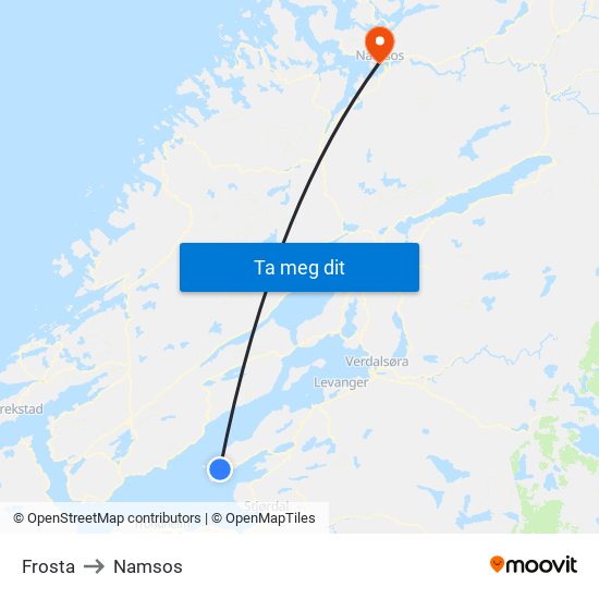 Frosta to Namsos map