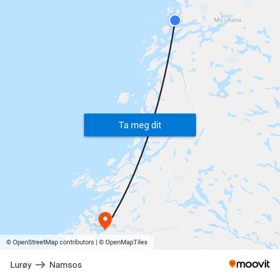 Lurøy to Namsos map