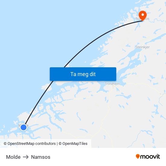 Molde to Namsos map