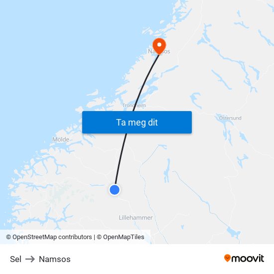 Sel to Namsos map