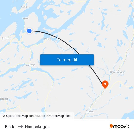 Bindal to Namsskogan map