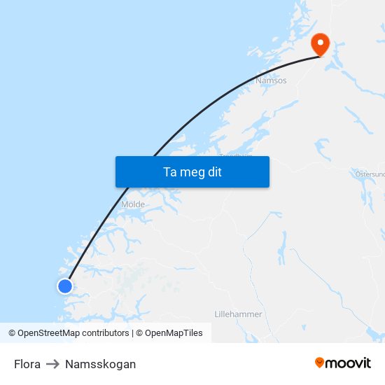 Flora to Namsskogan map