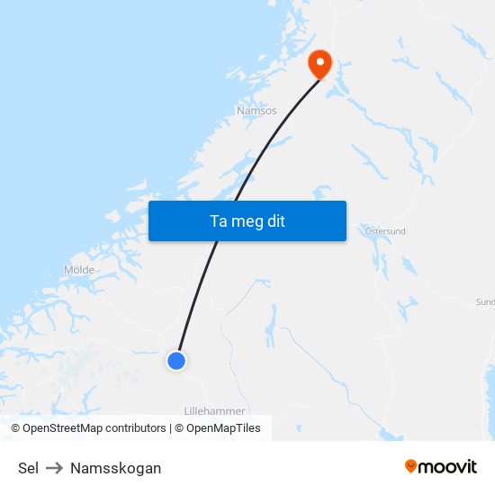 Sel to Namsskogan map