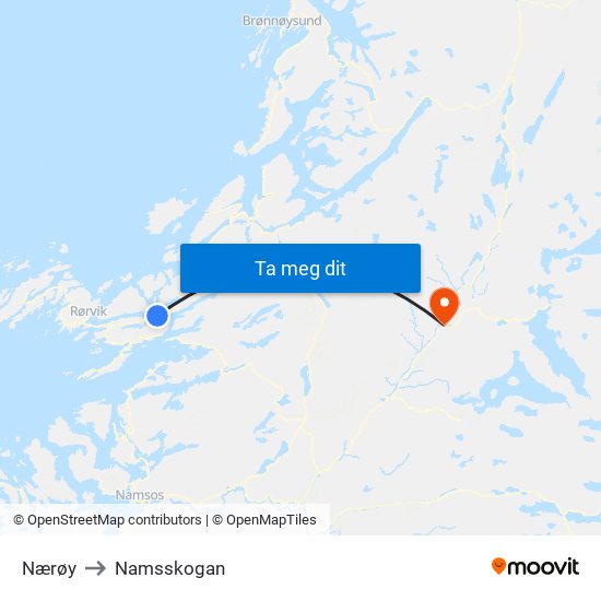 Nærøy to Namsskogan map