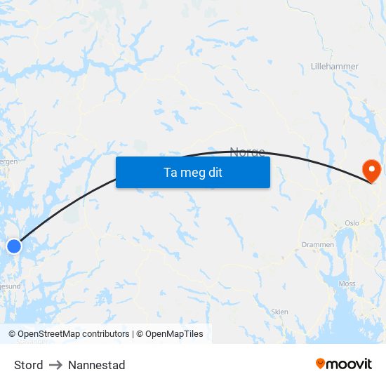 Stord to Nannestad map