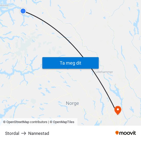Stordal to Nannestad map