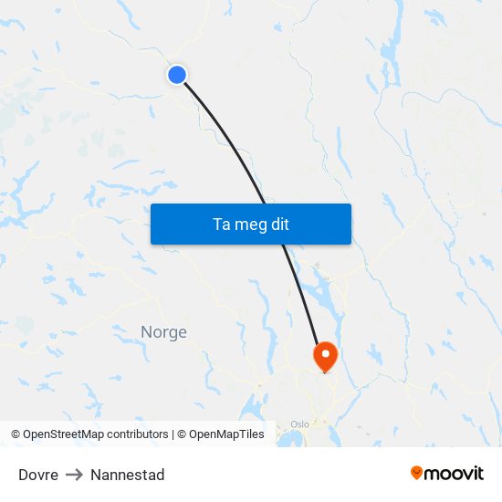 Dovre to Nannestad map
