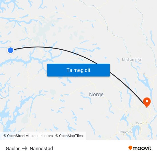 Gaular to Nannestad map