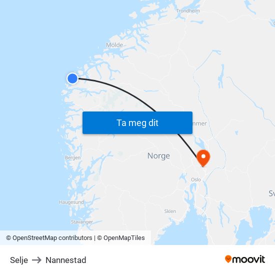 Selje to Nannestad map