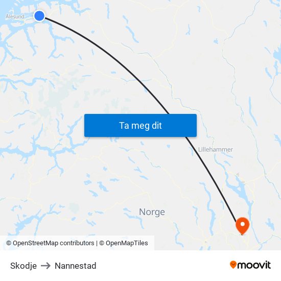 Skodje to Nannestad map