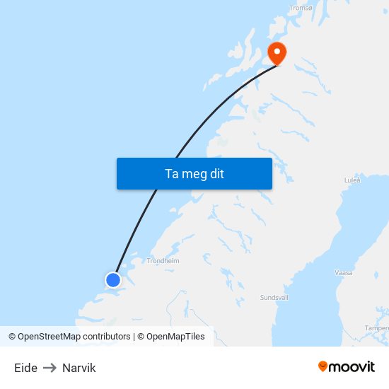 Eide to Narvik map