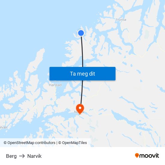 Berg to Narvik map