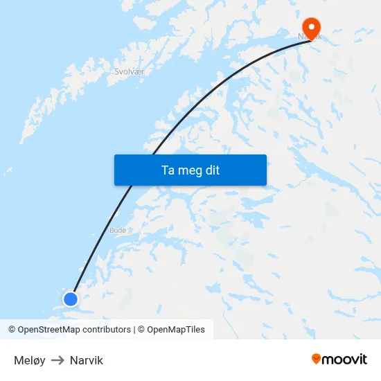 Meløy to Narvik map