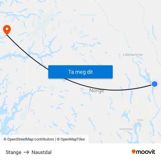 Stange to Naustdal map