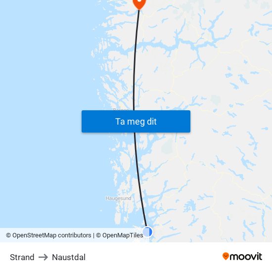Strand to Naustdal map