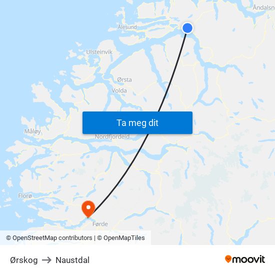 Ørskog to Naustdal map