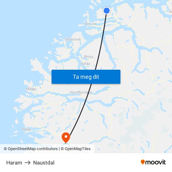 Haram to Naustdal map