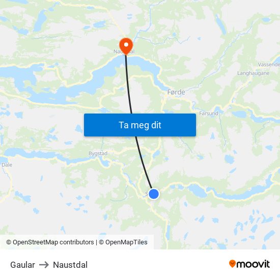 Gaular to Naustdal map