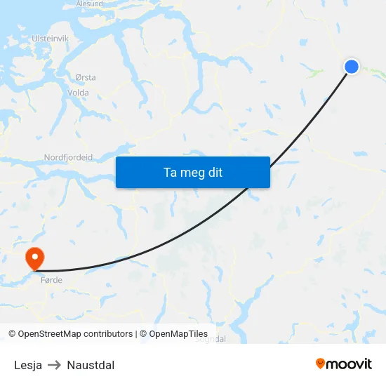 Lesja to Naustdal map
